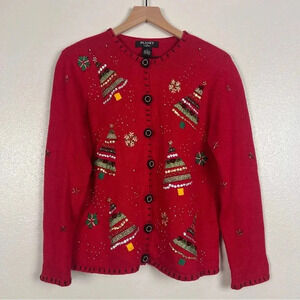 Planet & Company Red Christmas Tree Cardigan